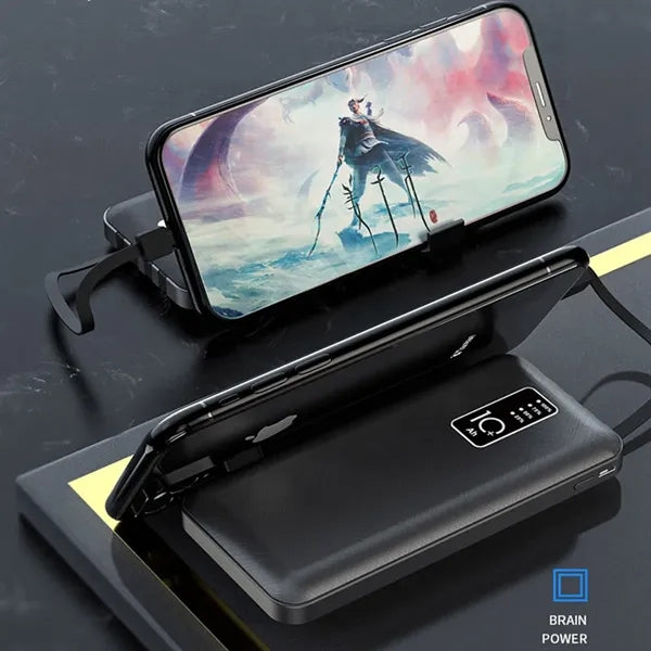 10000mAh Charger Power Bank Built in 4 Charging Cables