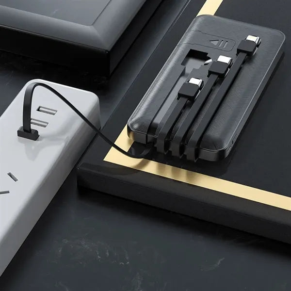 10000mAh Charger Power Bank Built in 4 Charging Cables