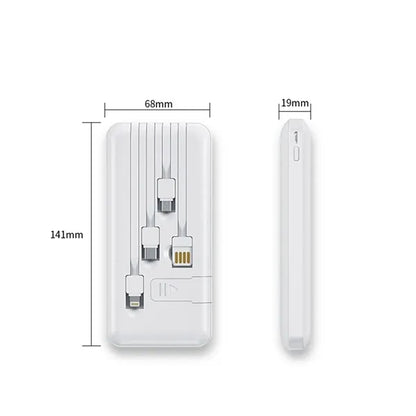 10000mAh Charger Power Bank Built in 4 Charging Cables