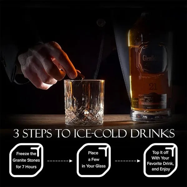 Stones Glass Gift Box Set Granite Wooden Whiskey Bar