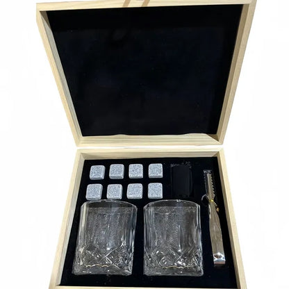 Stones Glass Gift Box Set Granite Wooden Whiskey Bar