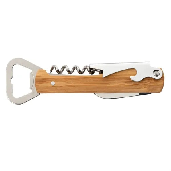 Pinot Bamboo Corkscrew Wine Bottle Opener Multi-Tool