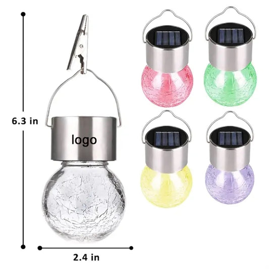 Color Changing Cracked Glass Solar Lights with Umbrella Clip