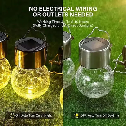 Color Changing Cracked Glass Solar Lights with Umbrella Clip