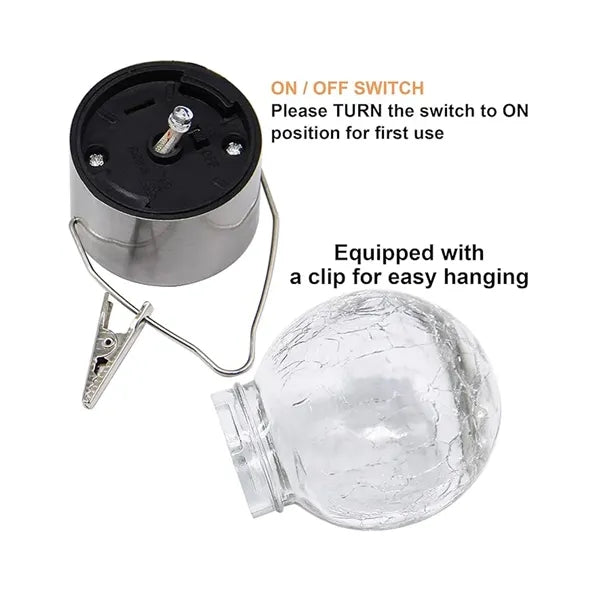 Color Changing Cracked Glass Solar Lights with Umbrella Clip