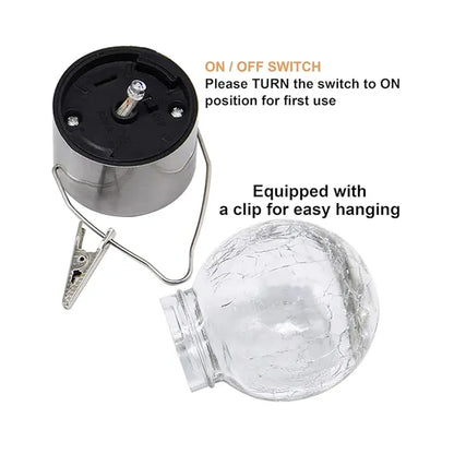 Color Changing Cracked Glass Solar Lights with Umbrella Clip