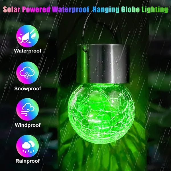 Color Changing Cracked Glass Solar Lights with Umbrella Clip