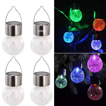 Color Changing Cracked Glass Solar Lights with Umbrella Clip