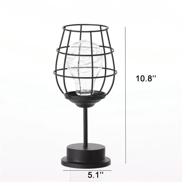 LED Wrought Iron Wine Glass Shaped Lamp Small Night Light