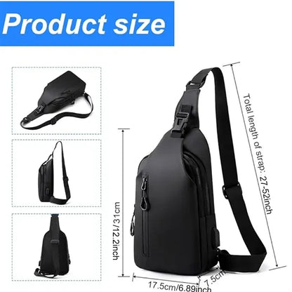 Men's Crossbody Backpack with USB Charging
