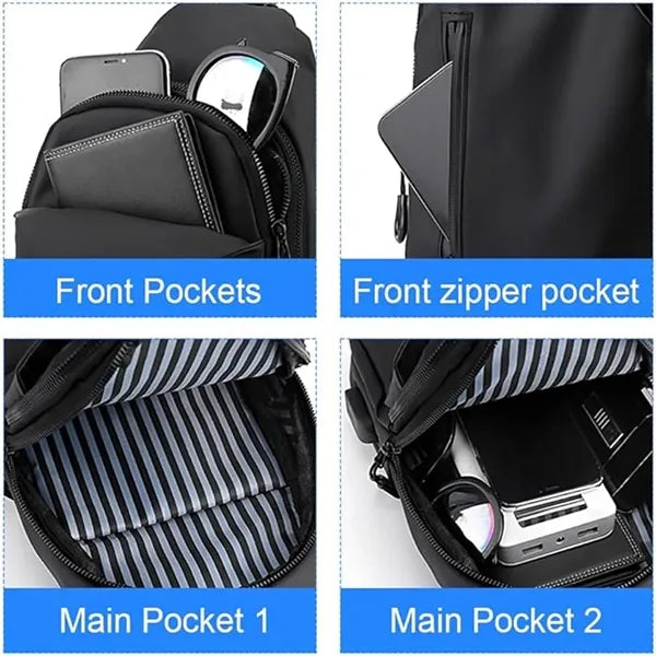 Men's Crossbody Backpack with USB Charging