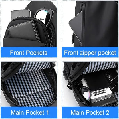 Men's Crossbody Backpack with USB Charging