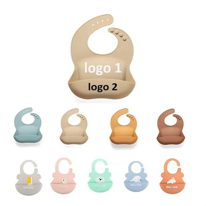 MOQ 100 Adjustable Waterproof Silicone Baby Bib