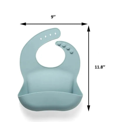 MOQ 100 Adjustable Waterproof Silicone Baby Bib