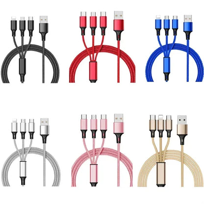 3 In 1 Fast Charging Cable In Capsule Case With Key Loop