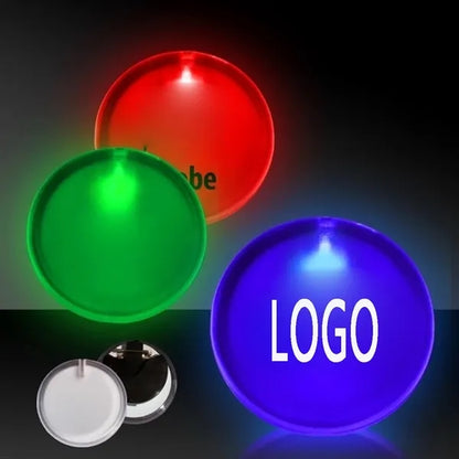 2" Lighted Glow LED Button Pin Badge