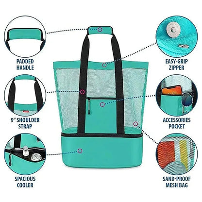 Waterproof Beach Tote Bag with Cooler Compartment