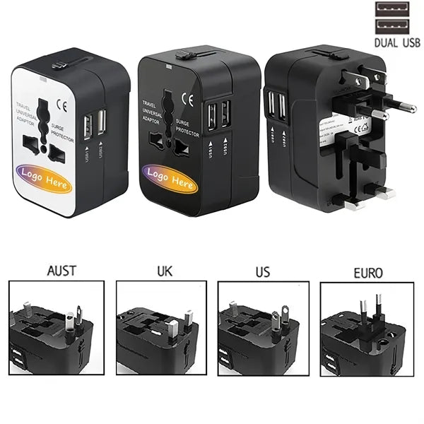 Universal Plug Adapter With 2 USB Ports