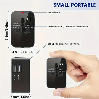 Universal Plug Adapter With 2 USB Ports