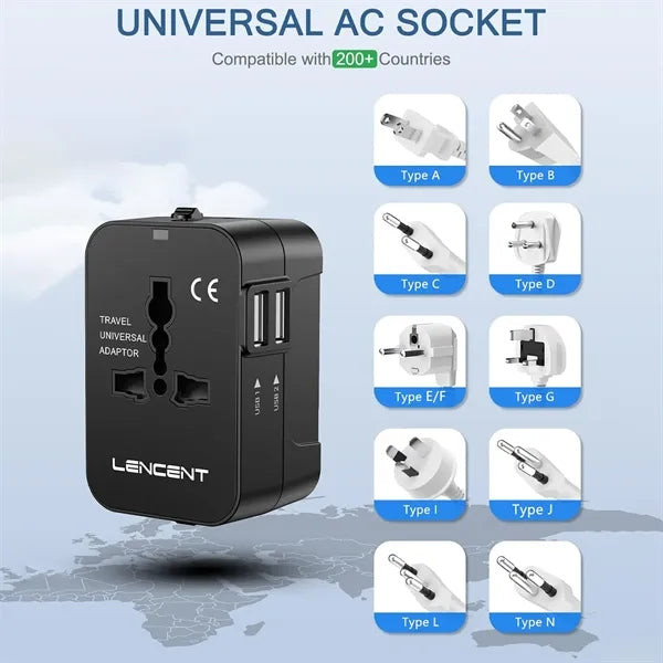 Universal Plug Adapter With 2 USB Ports