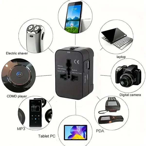 Universal Plug Adapter With 2 USB Ports