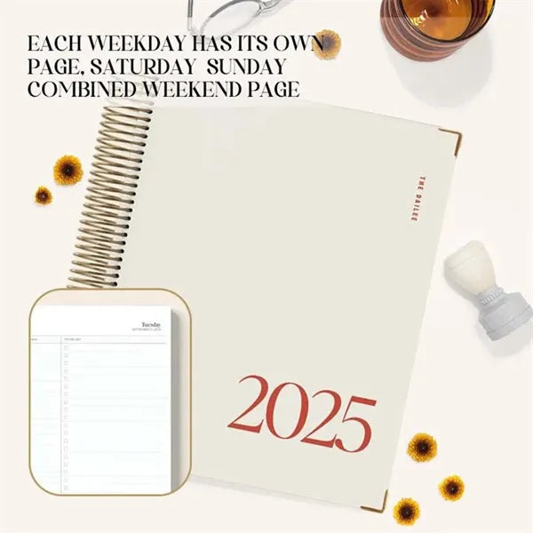 THE DAILEE 2025 Daily Planner Calendar Spiral Notebook
