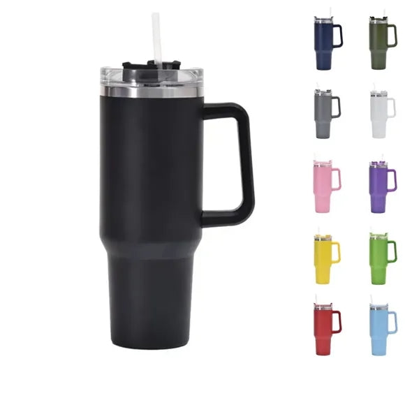 40oz Insulated Tumbler with Handle and Straw