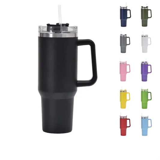 40oz Insulated Tumbler with Handle and Straw
