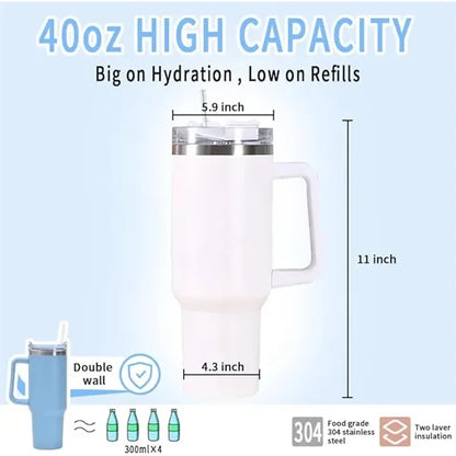 40oz Insulated Tumbler with Handle and Straw