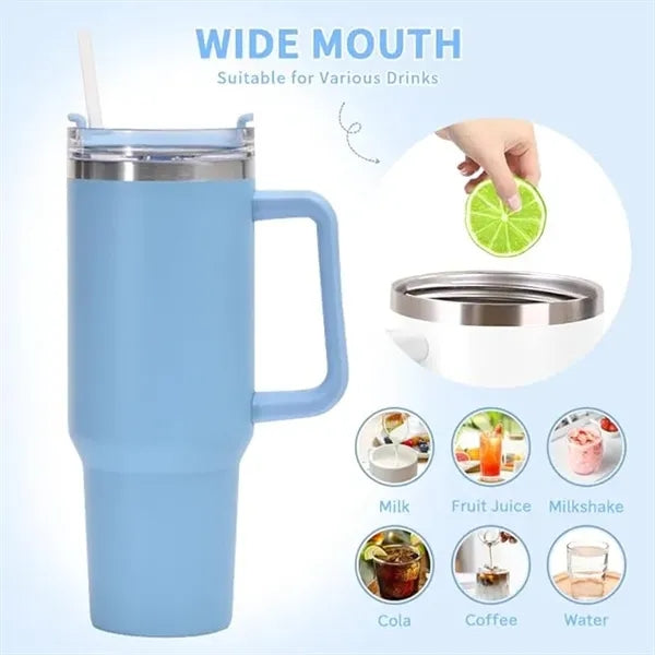 40oz Insulated Tumbler with Handle and Straw