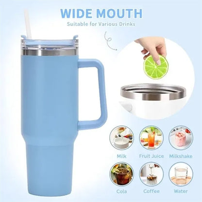 40oz Insulated Tumbler with Handle and Straw