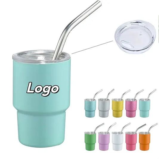 3oz/5oz/7oz Mini Tumbler Shot Glass with Straw and Lid