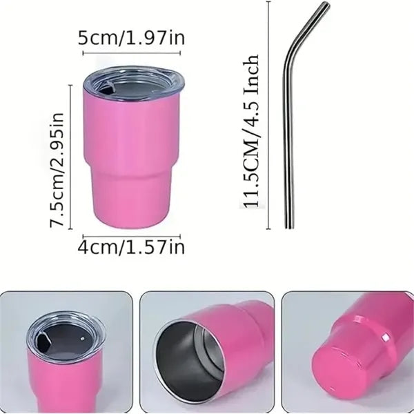 3oz/5oz/7oz Mini Tumbler Shot Glass with Straw and Lid