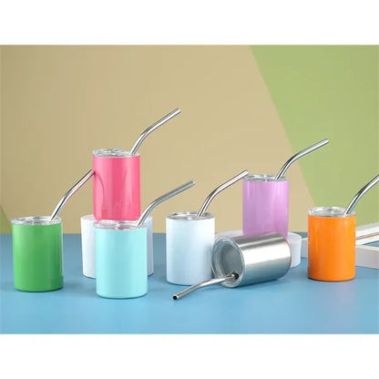 3oz/5oz/7oz Mini Tumbler Shot Glass with Straw and Lid