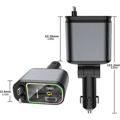 4 in 1 Retractable Car Charger Starlight