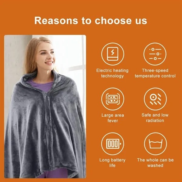 Wearable USB Electric Heated Throw Blanket
