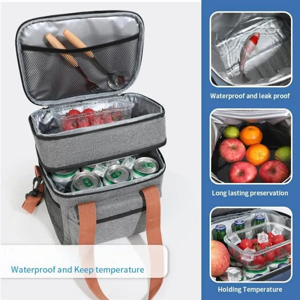 Double-Layered Portable Outdoor Lunch Bag