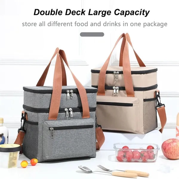 Double-Layered Portable Outdoor Lunch Bag