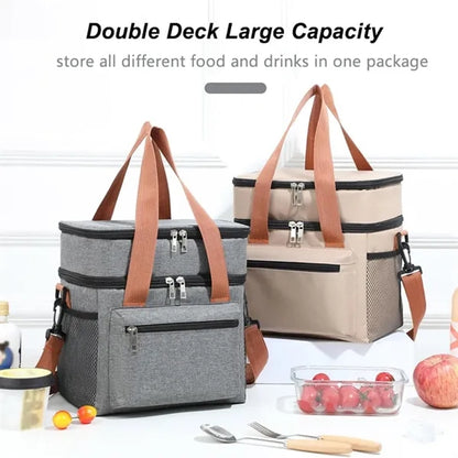 Double-Layered Portable Outdoor Lunch Bag