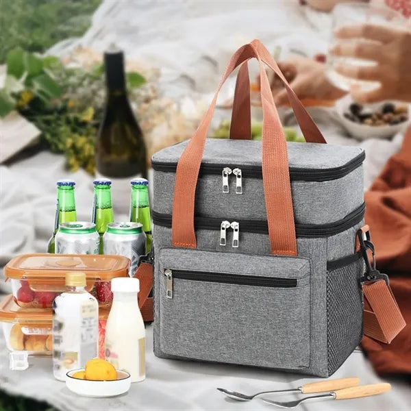 Double-Layered Portable Outdoor Lunch Bag
