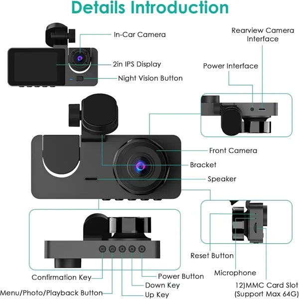 3 Channel Dash Cam