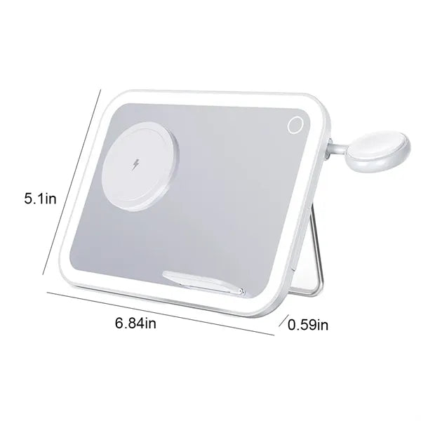 4-in-1 Mirror Foldable Wireless Charger with LED Light