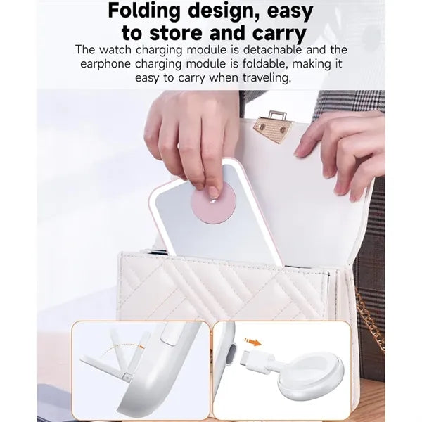 4-in-1 Mirror Foldable Wireless Charger with LED Light