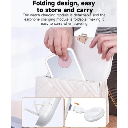 4-in-1 Mirror Foldable Wireless Charger with LED Light