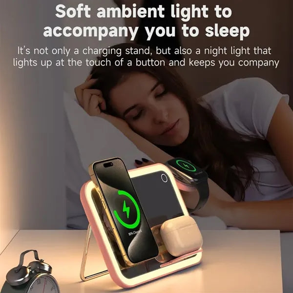 4-in-1 Mirror Foldable Wireless Charger with LED Light