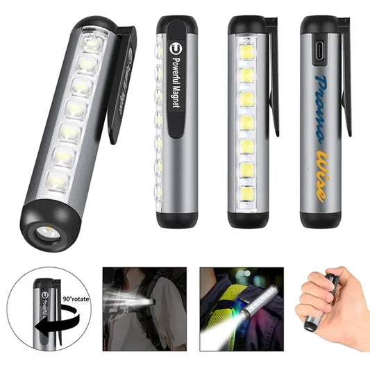 Waterproof Rechargeable Magnetic Pocket LED Work Flashlight