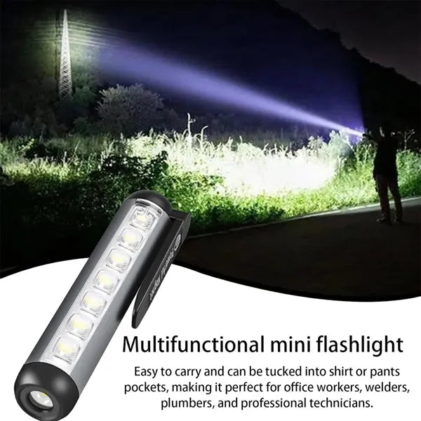 Waterproof Rechargeable Magnetic Pocket LED Work Flashlight