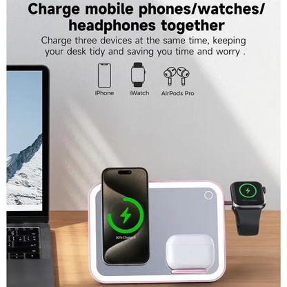 4-in-1 Mirror Foldable Wireless Charger with LED Light