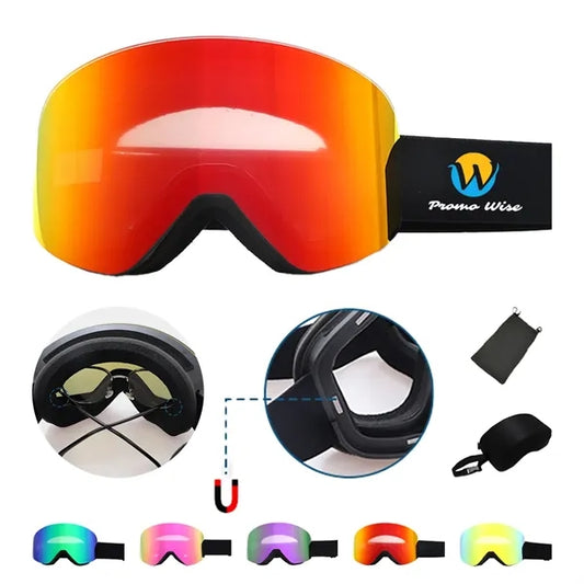 Magnetic Anti-fog Ski Goggles with Protective Case
