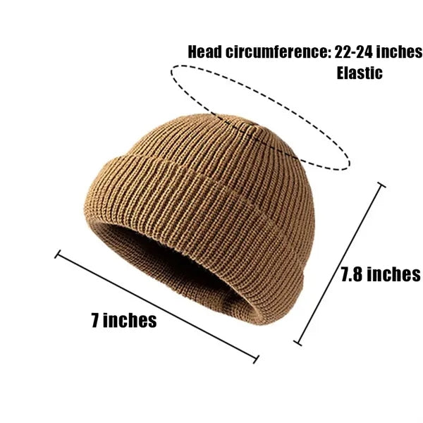 Short Fisherman Beanie Hats Cuff Knit Winter Cap